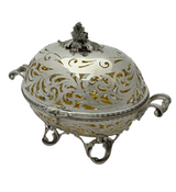925 STERLING SILVER & GILDED HANDMADE CUT OUT LEAF CHASED CARRIAGE ESROG BOX
