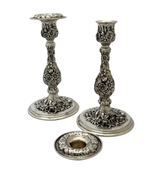 ANTIQUE 1932 S. KIRK & SON 925 STERLING SILVER HANDMADE REPOUSSE CANDLESTICKS