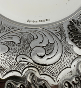 FINE 925 STERLING SILVER HANDMADE CHASED LEAF APPLIQUE ORNATE VIZNIZ CUP & TRAY