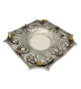 925 STERLING SILVER & GILDED HANDMADE MULTI BIRD LEAF APPLIQUE VIZNIZ CUP & TRAY