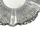FINE 925 STERLING SILVER HANDMADE STRIATED SWIRL CHASED ORNATE SLEEK CUP & TRAY