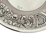 FINE 925 STERLING SILVER HANDMADE FLORAL CHASED ORNATE MATTE & SHINY CUP & TRAY