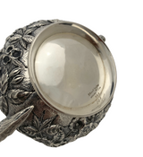 ANTIQUE S. KIRK & SON 925 STERLING SILVER HANDMADE FLORAL REPOUSSE HONEY DISH