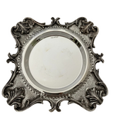 925 STERLING SILVER HANDMADE LEAF APPLIQUE MATTE & SHINY CROWN LIQUOR CUP & TRAY