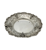 925 STERLING SILVER HANDMADE ORNATE LEAF APPLIQUE MATTE SHINY CUP & TRAY & COVER