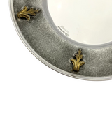 925 STERLING SILVER & GILDED HANDMADE LEAF APPLIQUE ORNATE HONEY DISH & TRAY