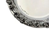 ITALY 925 STERLING SILVER HANDMADE JENSEN STYLE GRAPE SHINY HAMMERED CUP & TRAY