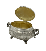 FINE 925 STERLING SILVER HANDMADE FLORAL SWIRL ORNATE STRIATED & SLEEK ESROG BOX