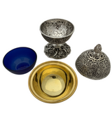 ITALIAN 925 STERLING SILVER & GILDED HANDMADE OPEN CHASED FILIGREE SALT HOLDER