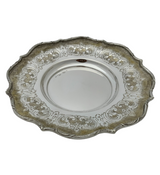 ITALIAN 925 STERLING SILVER & GILDED HANDMADE CHASED MATTE & SHINY CUP & TRAY