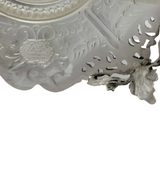 FINE 925 STERLING SILVER HANDMADE CHASED SWIRL ORNATE LEAF APPLIQUE CANDLESTICKS