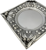 FINE 925 STERLING SILVER HANDMADE MULTI CHERRY MATTE & SHINY SQUARE CUP & TRAY