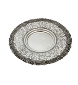 FINE 925 STERLING SILVER HANDMADE CHASED SWIRL MATTE & SHINY CUP & TRAY & COVER