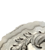 ITALY 925 STERLING SILVER HANDMADE ORNATE CHASED SWIRL MATTE & SHINY CUP & TRAY