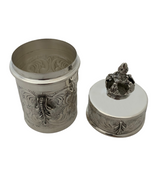 SMALL 925 STERLING SILVER HANDMADE LEAF APPLIQUE ORNATE SWIRL BESUMIM HOLDER