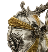 LARGE 925 STERLING SILVER & GILDED HANDMADE FLORAL ORNATE DOUBLE SALT HOLDER