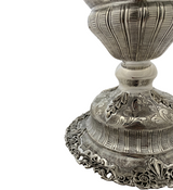 FINE 925 STERLING SILVER HANDMADE FLUTED CHASED LEAF APPLIQUE ORNATE FLOWER VASE