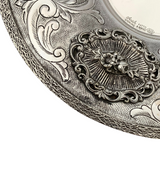 925 STERLING SILVER HANDMADE FLORAL ORNATE APPLIQUE SWIRL MATTE SHINY CUP & TRAY