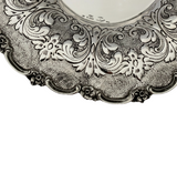 ITALIAN 925 STERLING SILVER HANDMADE CHASED SWIRL FLORAL MATTE SHINY CUP & TRAY