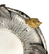 925 STERLING SILVER & GILDED HANDMADE MULTI BIRD & LEAF APPLIQUE TREE CUP & TRAY