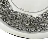 FINE ITALIAN 925 STERLING SILVER HANDMADE FLORAL LEAF SWIRL ELIYAHU CUP & TRAY
