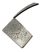 FINE ITALIAN 925 STERLING SILVER HANDMADE CHASED SWIRL ORNATE CARD HOLDER