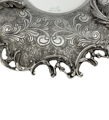 FINE 925 STERLING SILVER HANDMADE LEAF APPLIQUE SWIRL MATTE & SHINY CUP & TRAY