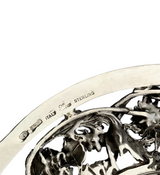 FINE ITALY 925 STERLING SILVER HANDMADE 3D HEAVY FLORAL LEAF APPLIQUE CUP & TRAY