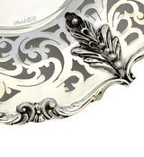 FINE 925 STERLING SILVER HANDMADE FLUTED OPEN SWIRL LEAF APPLIQUE CUP & TRAY