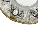 925 STERLING SILVER & GILDED HANDMADE BIRD & LEAF APPLIQUE HONEY DISH & TRAY