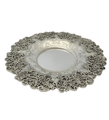 FINE 925 STERLING SILVER HANDMADE FLORAL LEAF APPLIQUE CHASED WINE BOTTLE & TRAY
