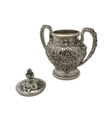 ANTIQUE S. KIRK & SON 925 STERLING SILVER HANDMADE FLORAL REPOUSSE HONEY DISH