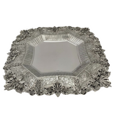 FINE 925 STERLING SILVER HANDMADE LEAF CHASED SWIRL ORNATE BOTTLE HOLDER & TRAY