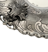 925 STERLING SILVER HANDMADE LEAF APPLIQUE CHASED ORNATE MATTE SHINY CUP & TRAY