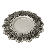 FINE TOPAZIO 925 STERLING SILVER HANDMADE HEAVY FLORAL ORNATE CUP & TRAY & COVER