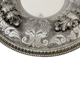 FINE 925 STERLING SILVER HANDMADE CHASED LEAF SWIRL MATTE & SHINY CUP & TRAY