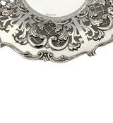 FINE 925 STERLING SILVER & GLASS INSERT HANDMADE CHASED FLUTED ORNATE CUP & TRAY