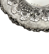 ITALIAN 925 STERLING SILVER HANDMADE CHASED SWIRL FLORAL MATTE SHINY CUP & TRAY