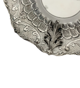FINE 925 STERLING SILVER HANDMADE LEAF APPLIQUE CHASED SWIRL ORNATE CUP & TRAY