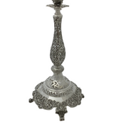 FINE 925 STERLING SILVER HANDMADE CHASED FLORAL LEAF CUT OUT ORNATE CANDLESTICKS