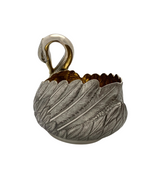 OLD ITALIAN 925 STERLING SILVER & GILDED HANDMADE SWAN CENTERPIECE BASKET DISH