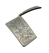 FINE ITALIAN 925 STERLING SILVER HANDMADE CHASED SWIRL ORNATE CARD HOLDER