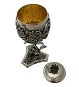 925 STERLING SILVER HANDMADE FLORAL LEAF ORNATE MATTE & SHINY VIZNIZ CUP & TRAY