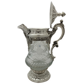 FINE TOPAZIO 925 STERLING SILVER & CRYSTAL HANDMADE FLORAL CHASED ORNATE PITCHER