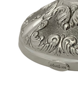 FINE LARGE 925 STERLING SILVER HANDMADE CHASED SWIRL LEAF APPLIQUE ELIYAHU CUP