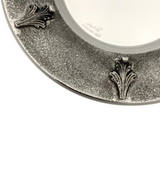 FINE 925 STERLING SILVER HANDMADE LEAF APPLIQUE MATTE & SHINY SLEEK CUP & TRAY