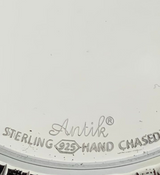 FINE 925 STERLING SILVER HANDMADE FLORAL LEAF LACE SWIRL APPLIQUE CUP & TRAY