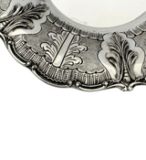 FINE 925 STERLING SILVER HANDMADE LEAF APPLIQUE ORNATE MATTE SHINY CUP & TRAY