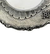 FINE 925 STERLING SILVER HANDMADE FLORAL APPLIQUE ORNATE MATTE SHINY CUP & TRAY
