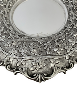 925 STERLING SILVER HANDMADE MULTI FLORAL LEAF ORNATE MATTE & SHINY CUP & TRAY